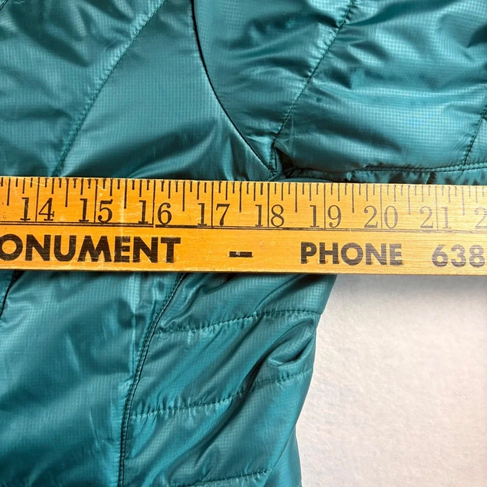 ExOfficio Womens Teal Green Quilted Puffer Jacket Primaloft Travel Coat Size M